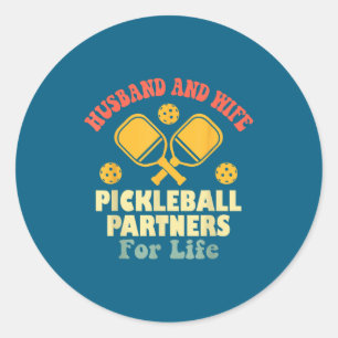 Husband Wife Pickleball Partners Life Classic Round Sticker