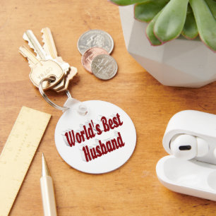 Husband with burgundy text key ring