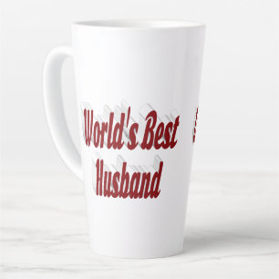 Husband with burgundy text latte mug