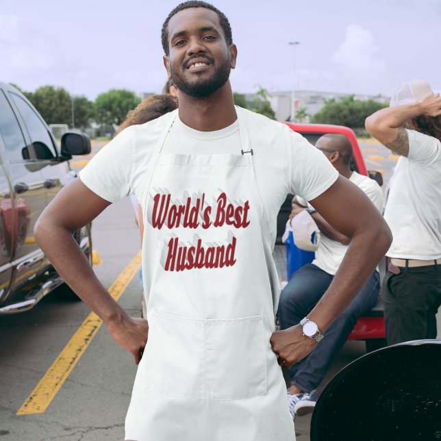 Husband with burgundy text long apron (Creator Uploaded)