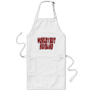 Husband with burgundy text  long apron