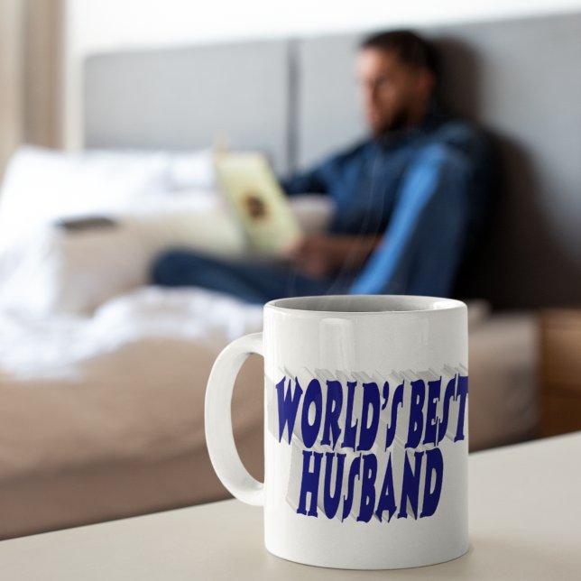 Husband with dark blue half text  large coffee mug (Creator Uploaded)