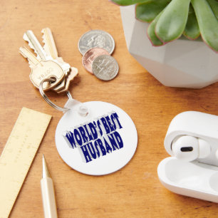 Husband with dark blue text  key ring