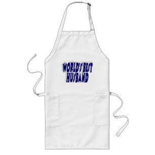 Husband with dark blue text long apron