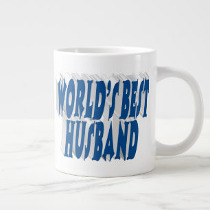 Husband with sea blue half text large coffee mug