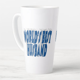 Husband with sea blue text latte mug