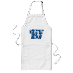 Husband with sea blue text long apron