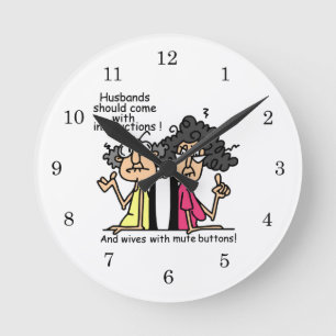Husbands and Wives Attitude Humour Round Clock
