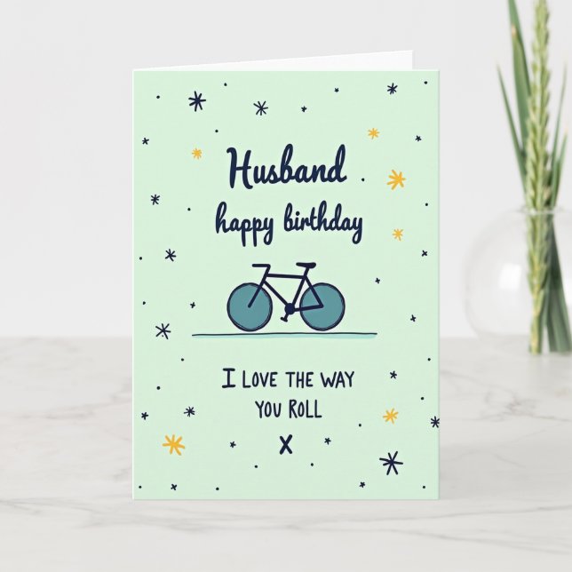 Husbands Bicycle Birthday Card (Front)
