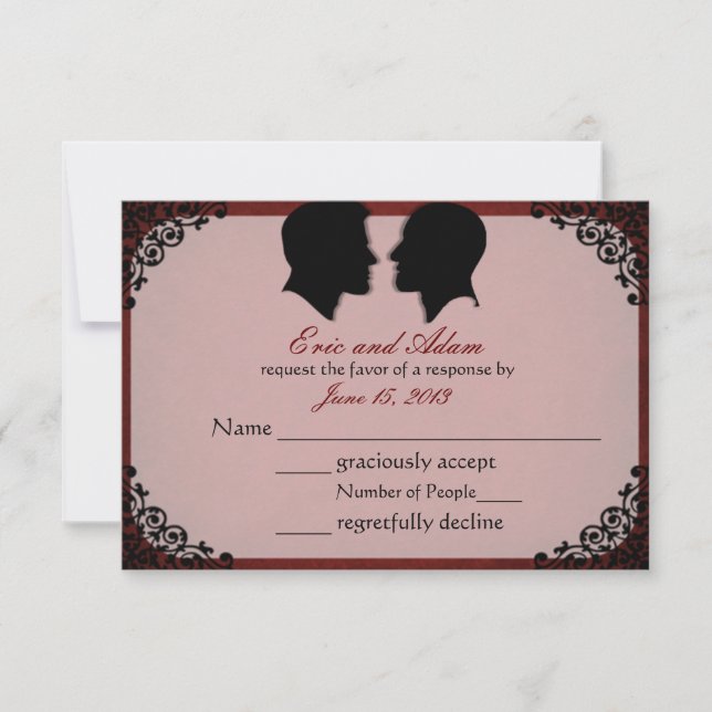 Husbands Custom Gay Wedding RSVP Cards (Front)