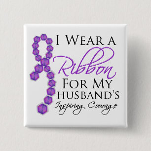 Husband's Inspiring Courage - Pancreatic Cancer 15 Cm Square Badge