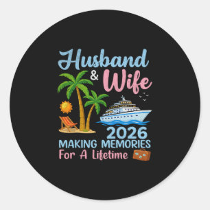 Husbynd And Wife 2026 Tropical Cruise Adventure De Classic Round Sticker