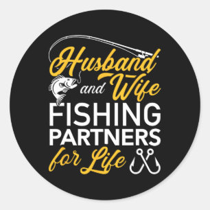 Husbynd And Wife Fishing Partners For Life Classic Round Sticker