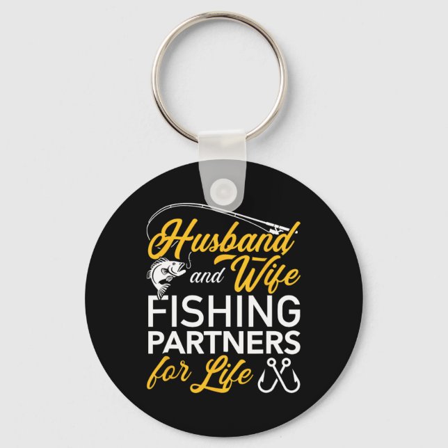 Husbynd And Wife Fishing Partners For Life  Key Ring (Front)