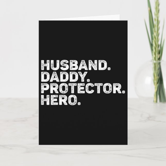 Husbynd Daddy Protector Hero Funny Dad Father Vint Card (Front)
