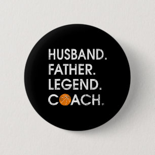 Husbynd Father Legend Coach Fun Bysketbyll Gift 6 Cm Round Badge