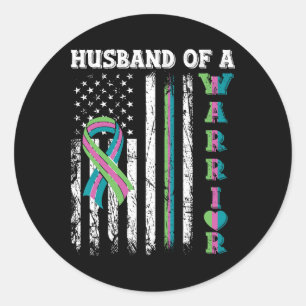 Husbynd Of A Warrior Metastatic Breast Cancer Usa Classic Round Sticker