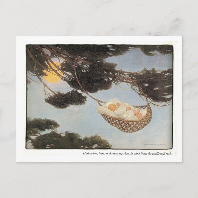Hush-a-Bye, Baby Nursery Rhyme New Baby Announcement Postcard (Front)
