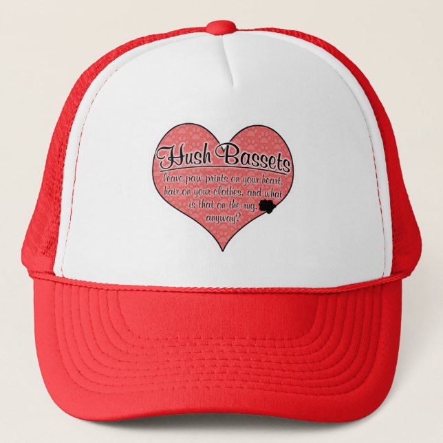 Hush Basset Paw Prints Dog Humour Trucker Hat (Front)