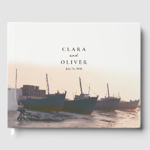 Hushed Greek Harbour Rust Teal Coast Wedding Guest Book