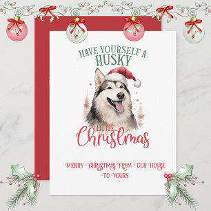 Huskey Whimsical Christmas Holiday Card