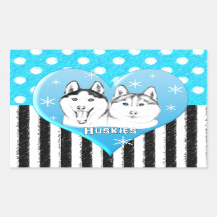 Huskies blue pattern rectangular sticker