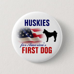 Huskies for First Dog 6 Cm Round Badge