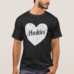Huskies School Sports Fan Team Spirit Mascot Heart T-Shirt