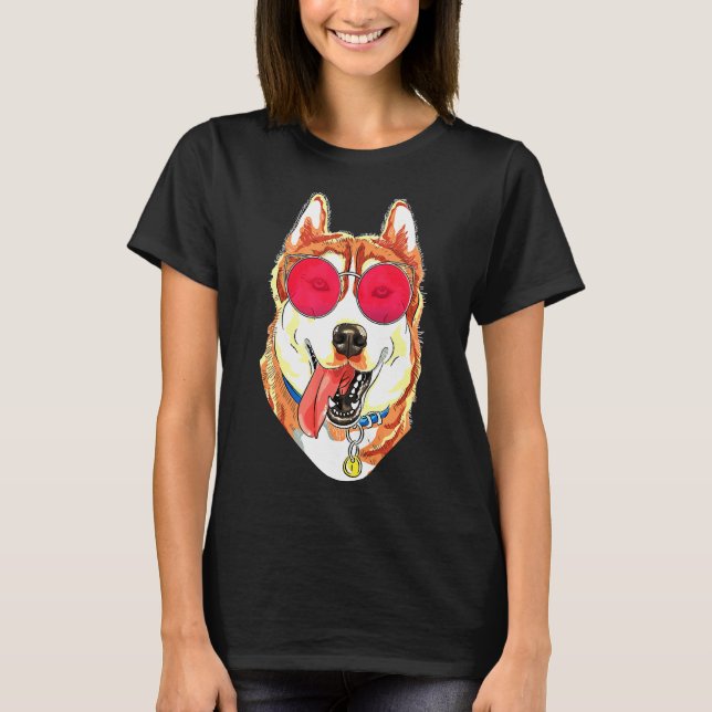 Husky 80s 90s Sunglasses T-Shirt (Front)