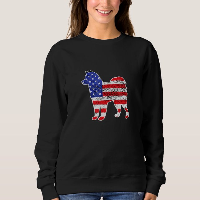 Husky American Flag Patriotic Husky Dog 4th Of Jul Sweatshirt (Front)