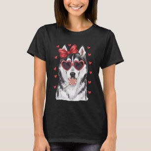 Husky and Lollipop Licking Valentine's Icon. T-Shirt