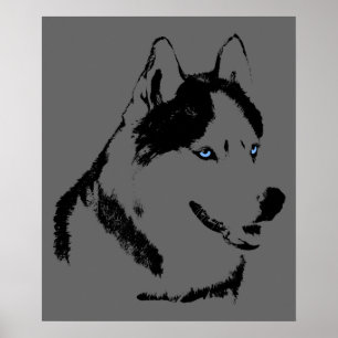 Husky Art Print Sled Dog Art Poster Husky Gifts