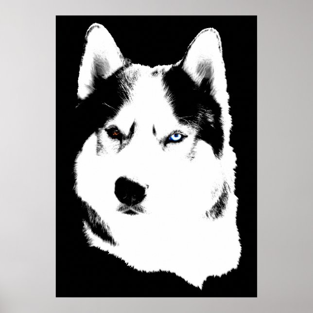 Husky Art Print Sled Dog Art Poster Husky Gifts (Front)