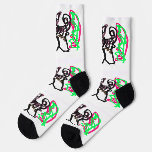 Husky autumn playing socks