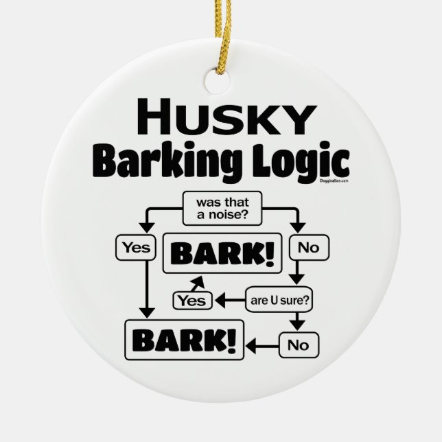Husky Barking Logic Ceramic Ornament (Front)