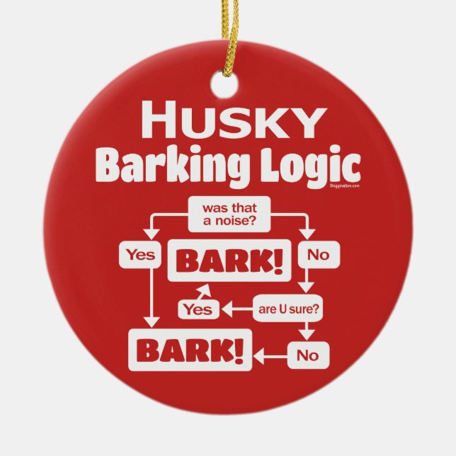 Husky Barking Logic Ceramic Ornament (Front)