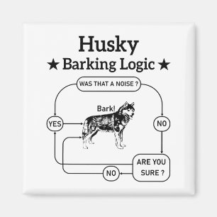 Husky Barking Logic Funny Siberian Dog Sarcastic  Magnet