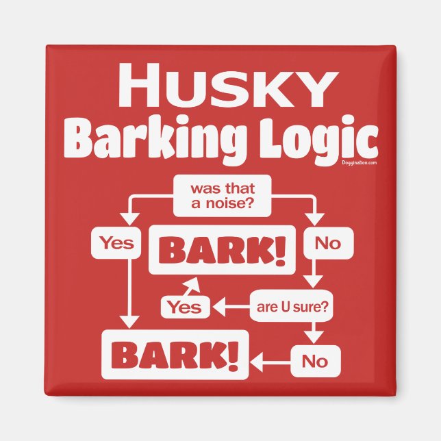 Husky Barking Logic Magnet (Front)