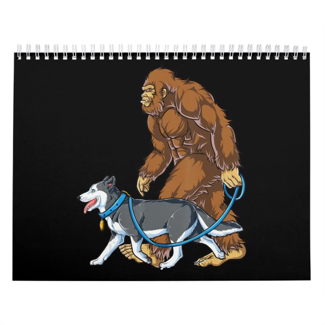 Husky | Bigfoot Dog Walk Siberian Husky Sasquatch Calendar (Cover)