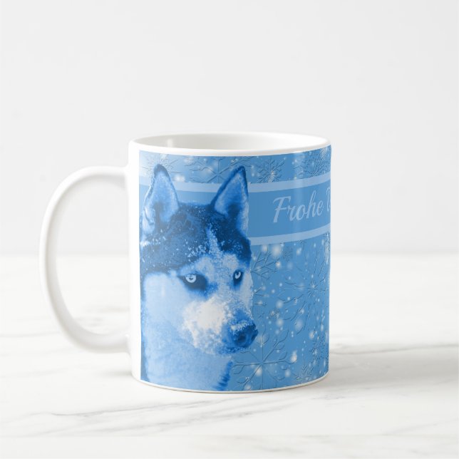 Husky blue Merry Christmas Daddy Coffee Mug (Left)