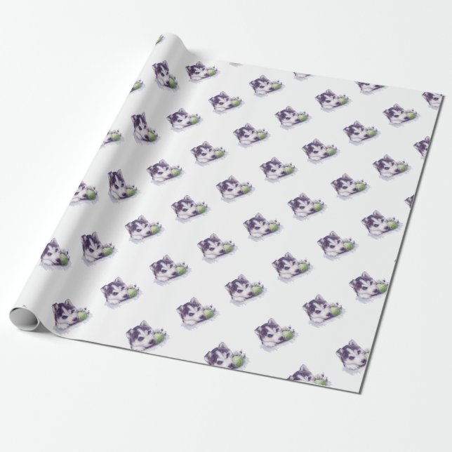 Husky Blues Wrapping Paper (Unrolled)