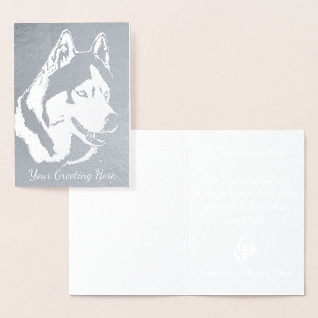 Husky Cards Personalised Husky Dog Cards Silver (Display)