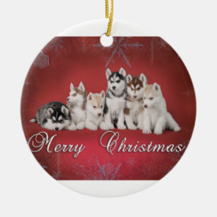 Husky christmas ceramic tree decoration