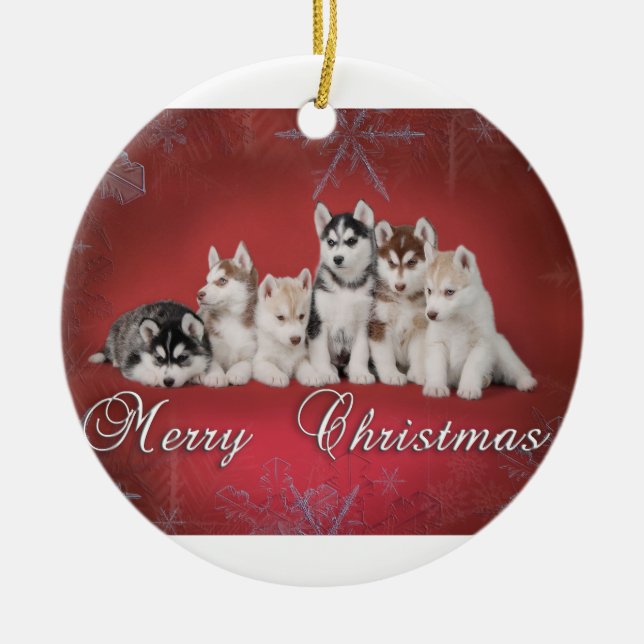 Husky christmas ceramic tree decoration (Front)