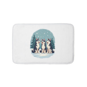 Husky Christmas Choir dog Bath Mat