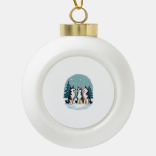 Husky Christmas Choir dog Ceramic Ball Christmas Ornament