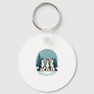 Husky Christmas Choir Key Ring