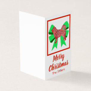 Husky Christmas Dog & Green Bow Gift Tag