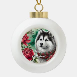 Husky Christmas Dreams Ornament or Memorial