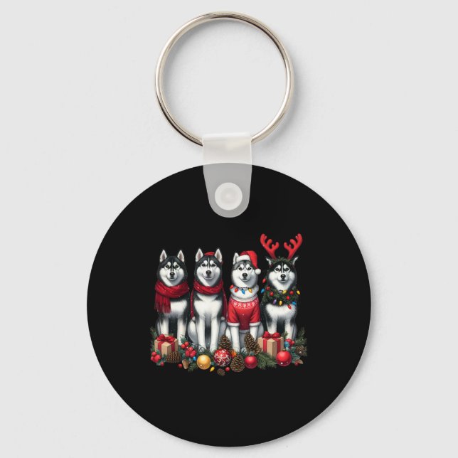Husky Christmas  Key Ring (Front)